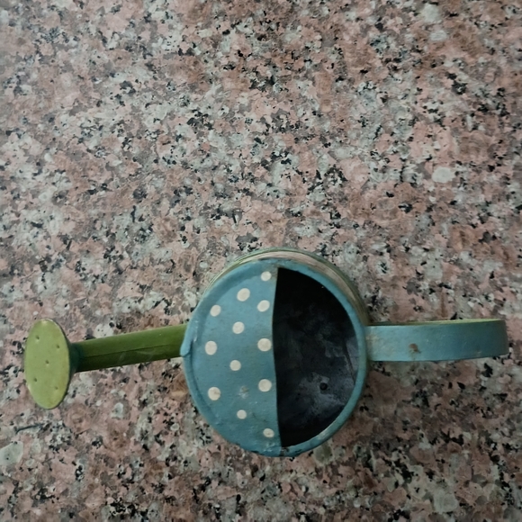 Vintage Ganz Miniature Green Hand-painted Floral Watering Can, 4" Tall - Picture 3 of 5